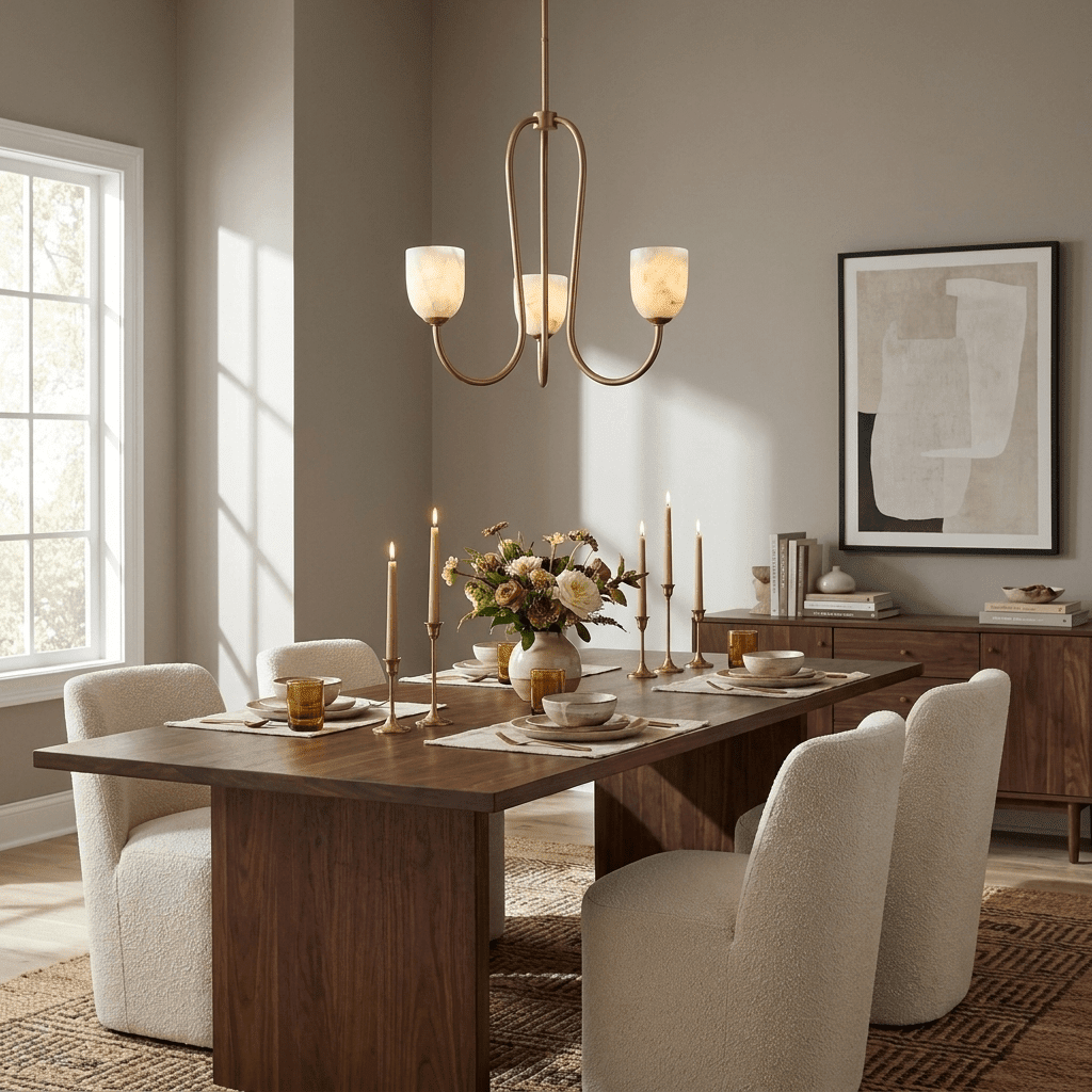 Trillium Alabaster Chandelier - Φ 15.7″ × H 8.7″BlackBlushlighting