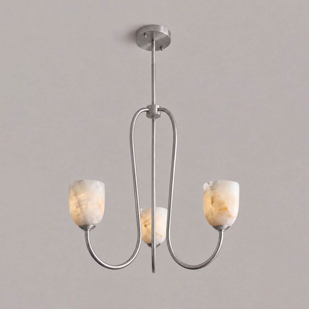Trillium Alabaster Chandelier - Φ 15.7″ × H 8.7″Brushed NickelBlushlighting
