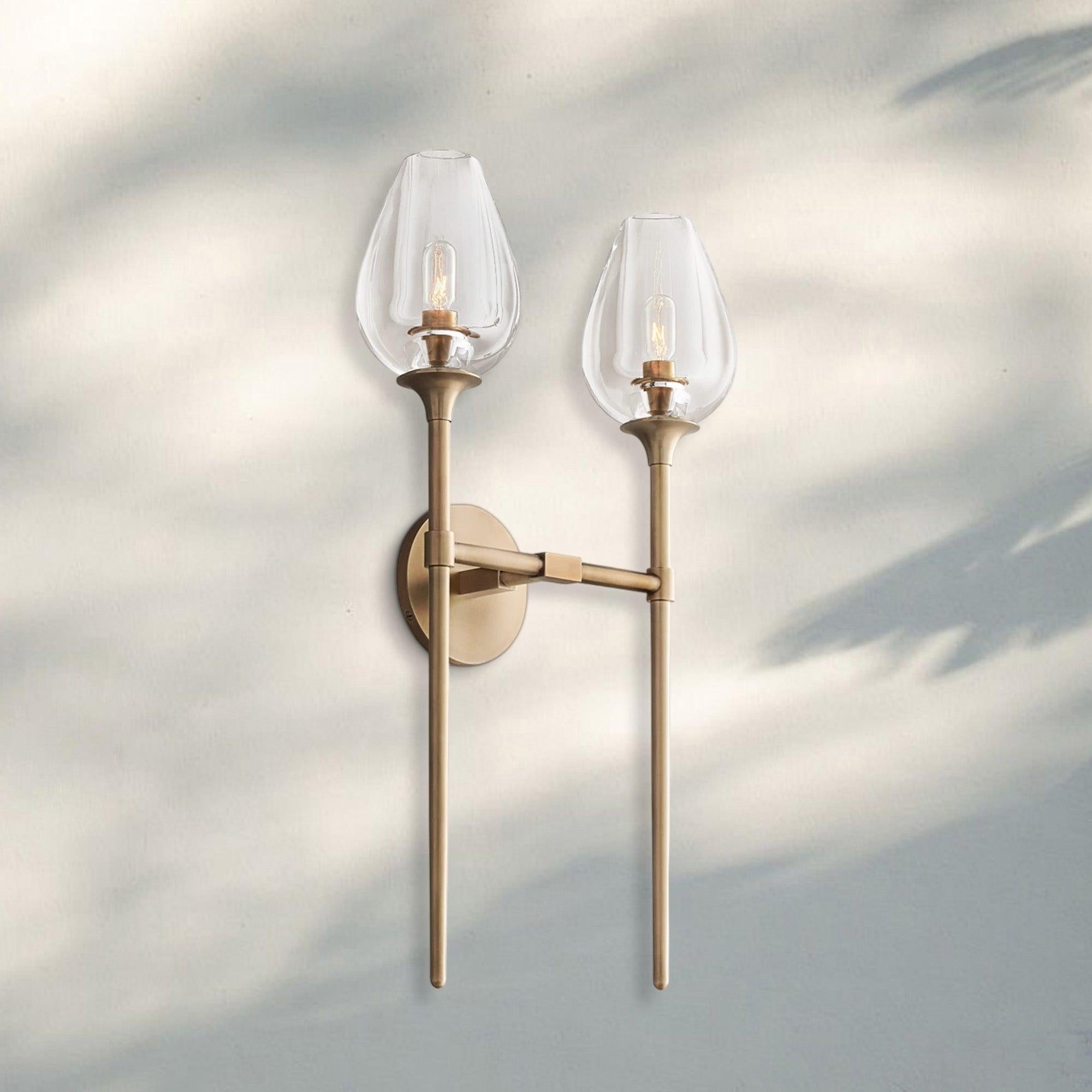 Tuilpl Double Wall Sconce 24”H-Brass-