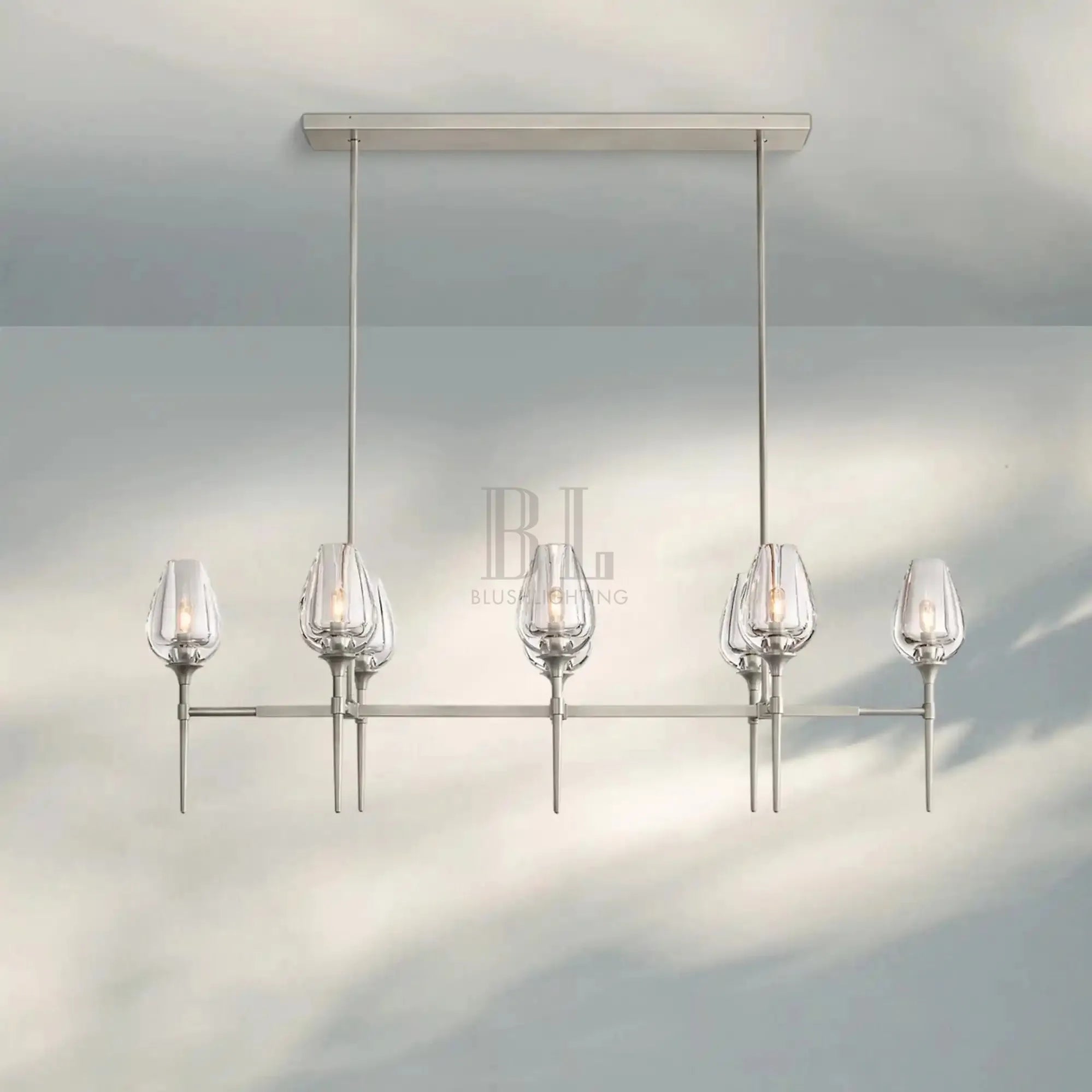 Tuilpl Linear Chandelier 52'' 65''-52''-Satin Nickel-