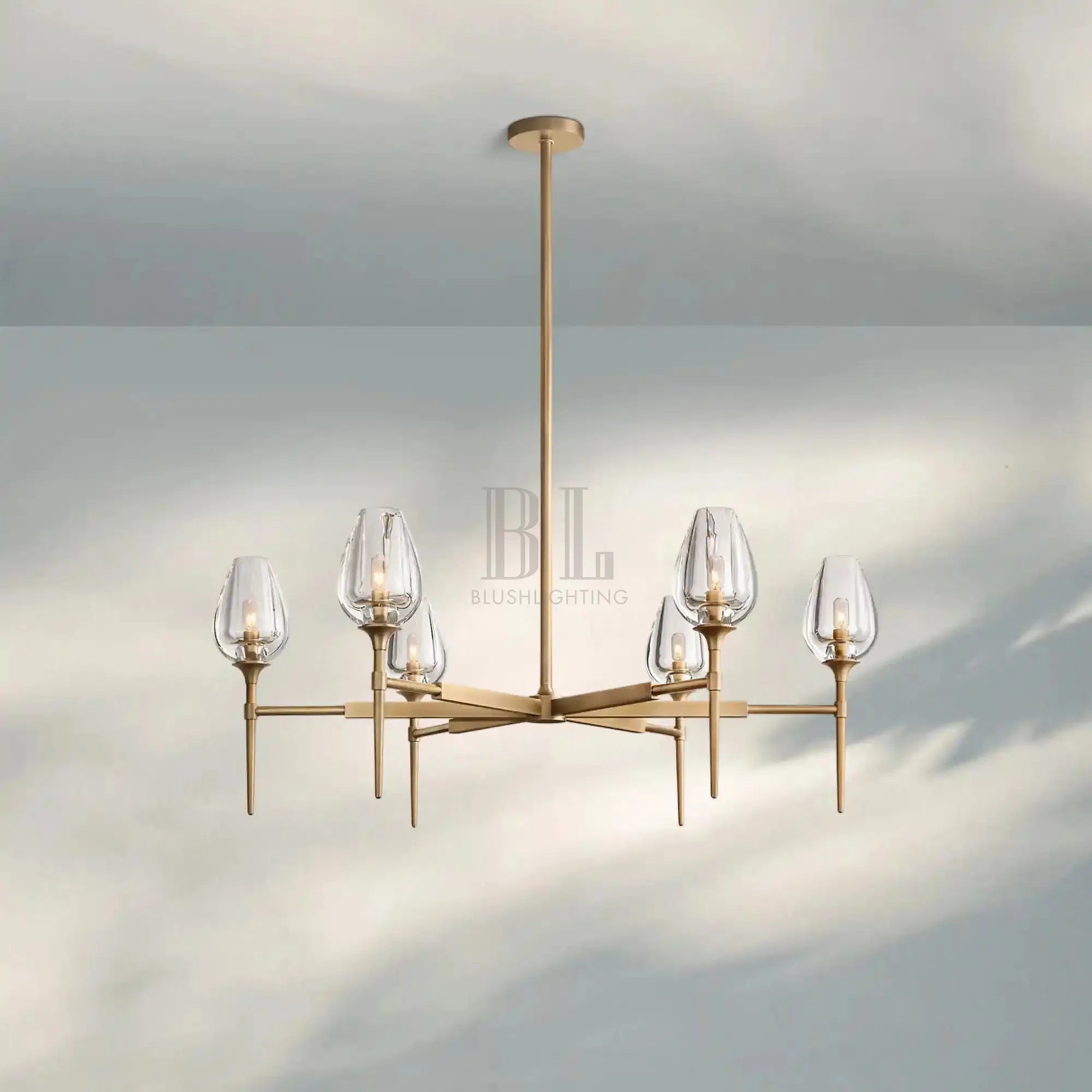 Tuilpl Round Chandelier 27‘’ 42‘’ 54‘’-42''-Natural Brass-