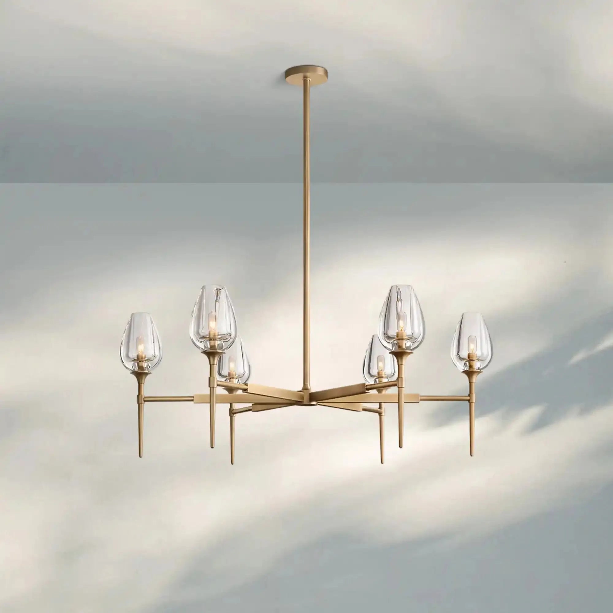 Tuilpl Round Chandelier 27‘’ 42‘’ 54‘’-42''-Natural Brass-