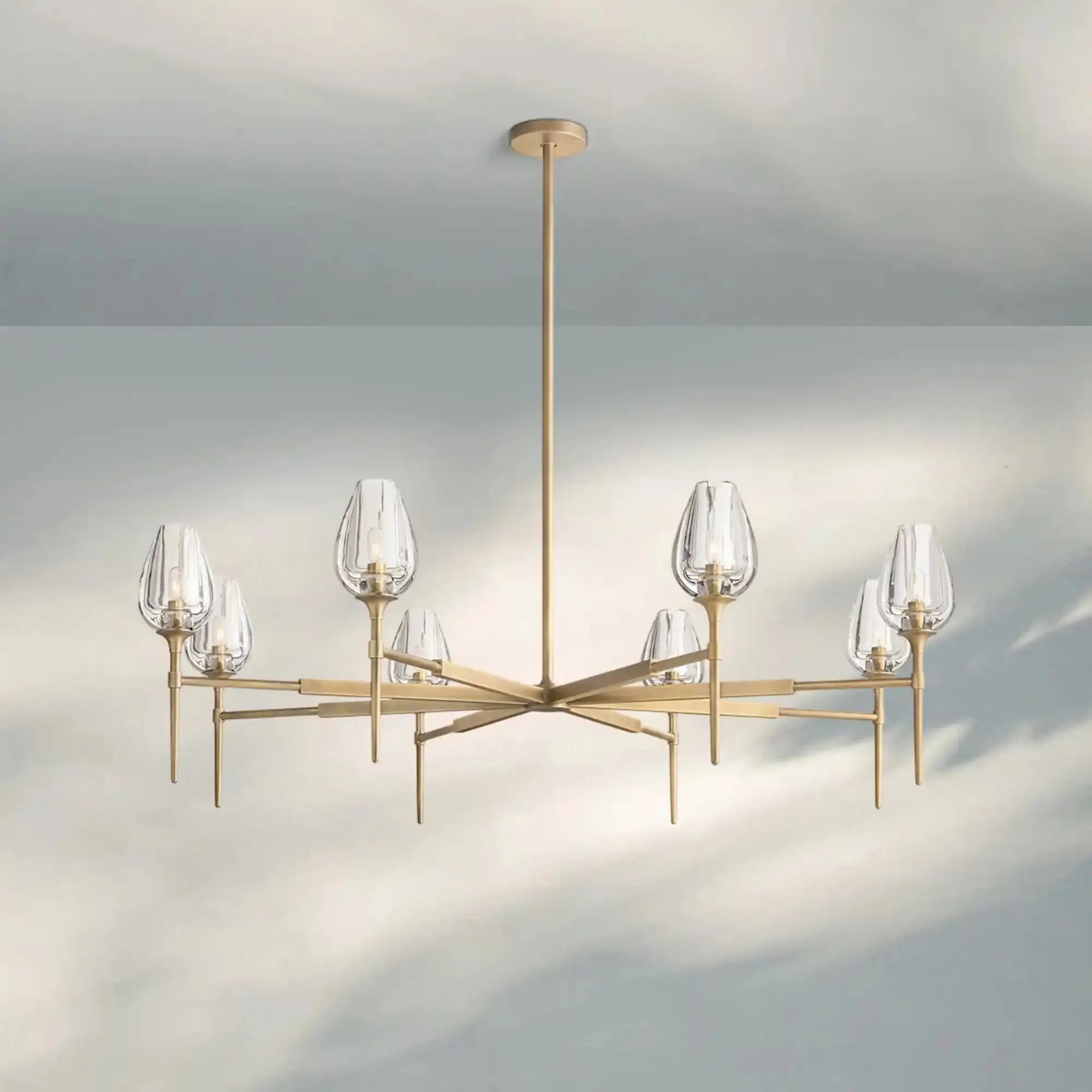 Tuilpl Round Chandelier 27‘’ 42‘’ 54‘’-54''-Natural Brass-