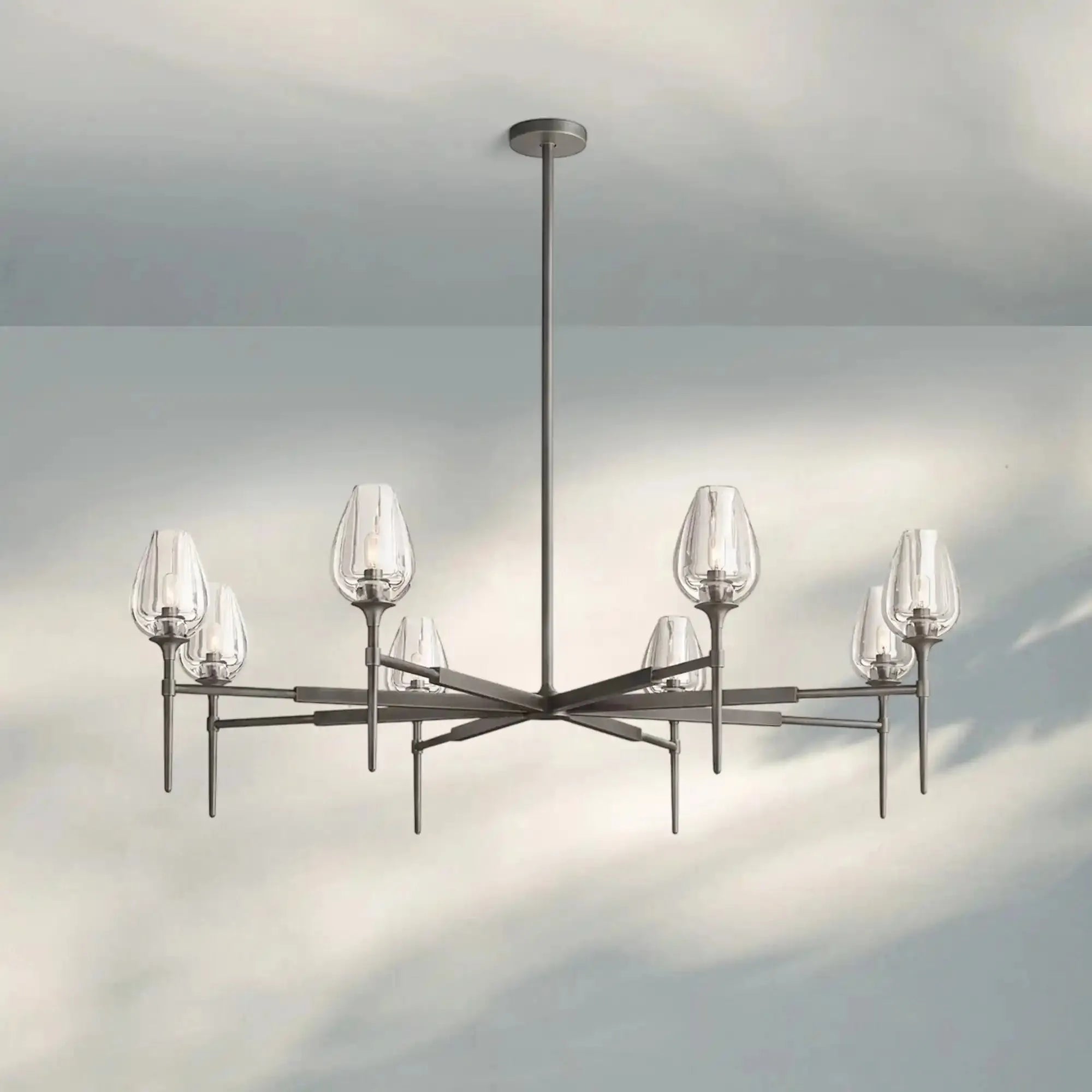 Tuilpl Round Chandelier 27‘’ 42‘’ 54‘’-54''-Matte Black-