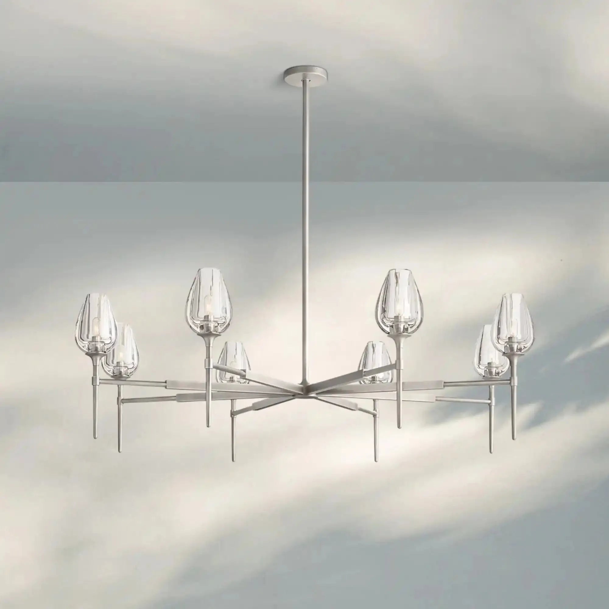 Tuilpl Round Chandelier 27‘’ 42‘’ 54‘’-54''-Satin Nickel-