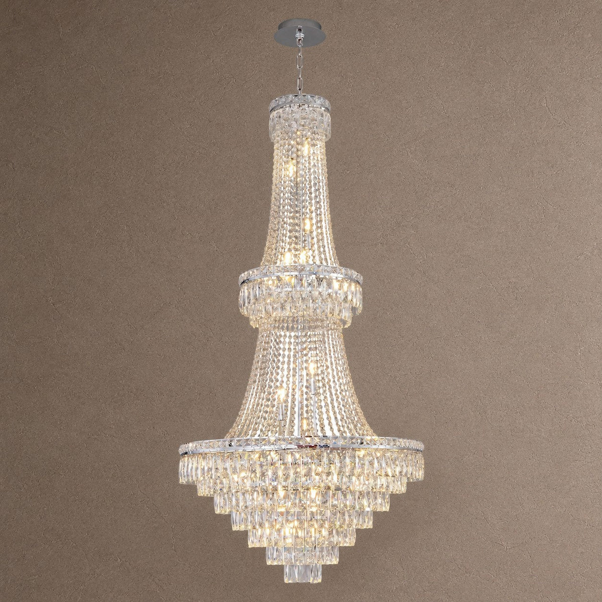 Two-Tier Square Diamond Round Pendant 780 - Silver - Blushlighting