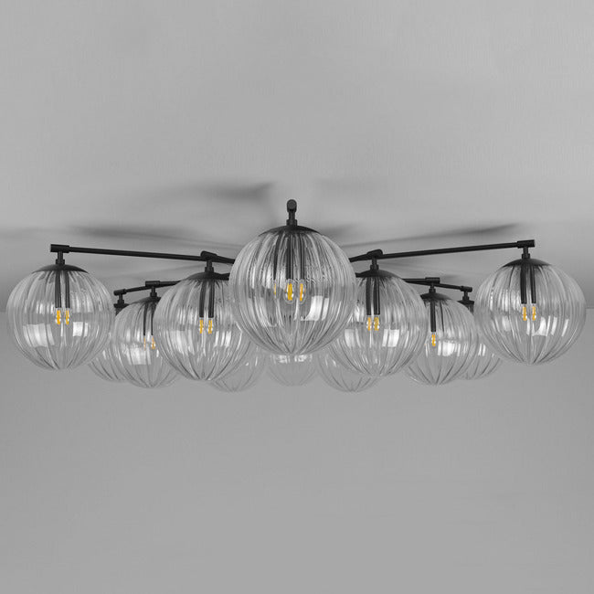 Umbrina Round Chandelier - Black GunmetalDries RibbonBlushlighting