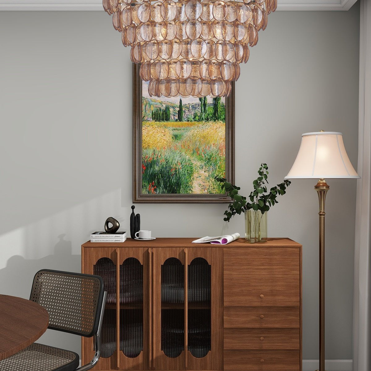 Uroko Large Chandelier - ∅ 34" x H 21"Black & BlackBlushlighting