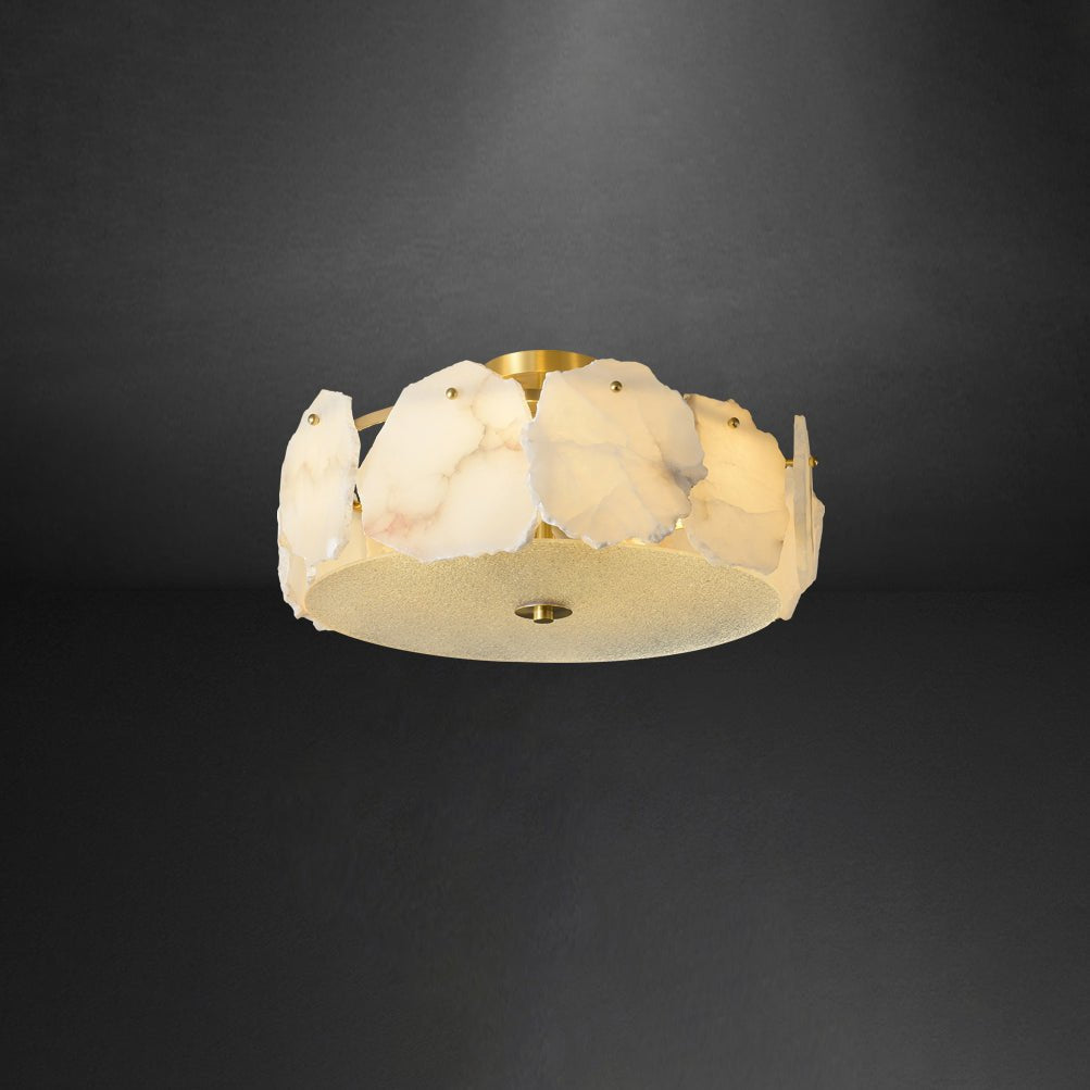 Valeria Alabaster Ceiling Lamp - ∅ 17.7″ x H 7.9″Copper & WhiteBlushlighting