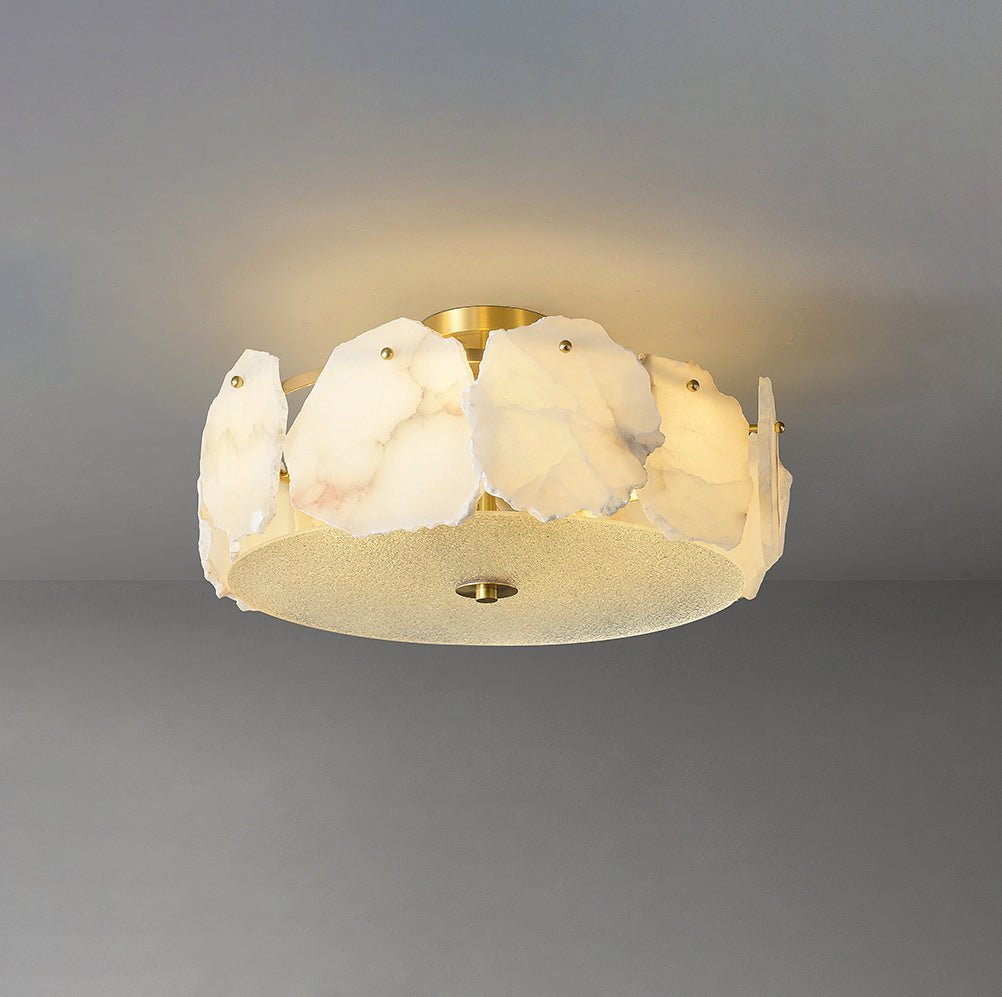 Valeria Alabaster Ceiling Lamp - ∅ 17.7″ x H 7.9″Copper & WhiteBlushlighting