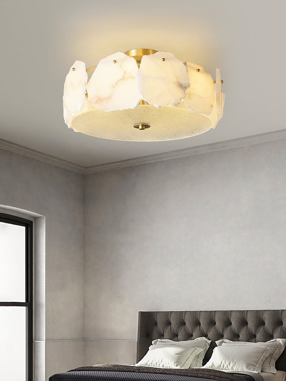 Valeria Alabaster Ceiling Lamp - ∅ 17.7″ x H 7.9″Copper & WhiteBlushlighting