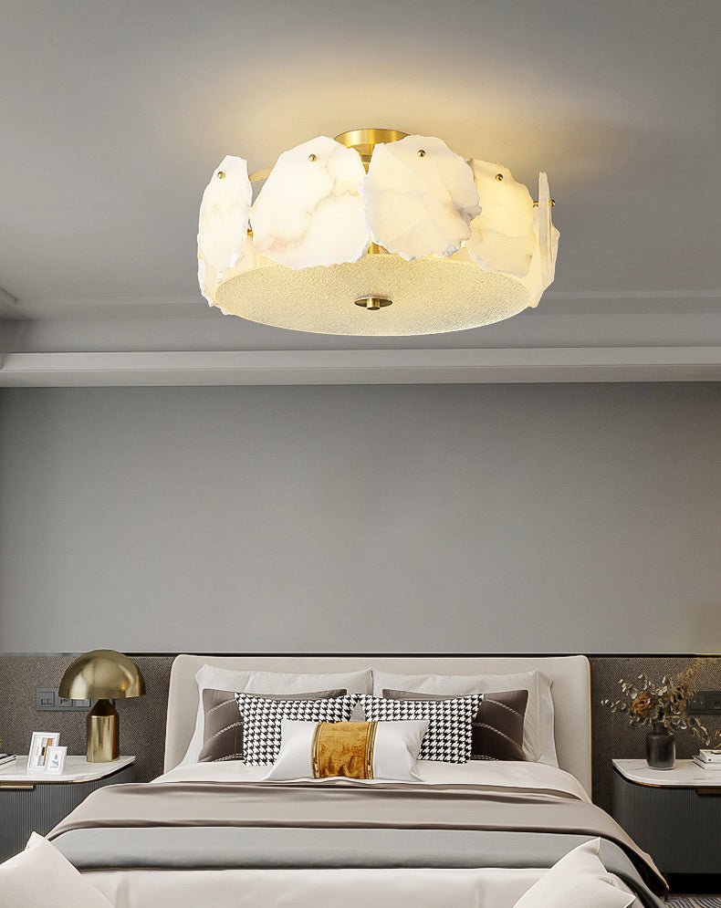 Valeria Alabaster Ceiling Lamp - ∅ 17.7″ x H 7.9″Copper & WhiteBlushlighting