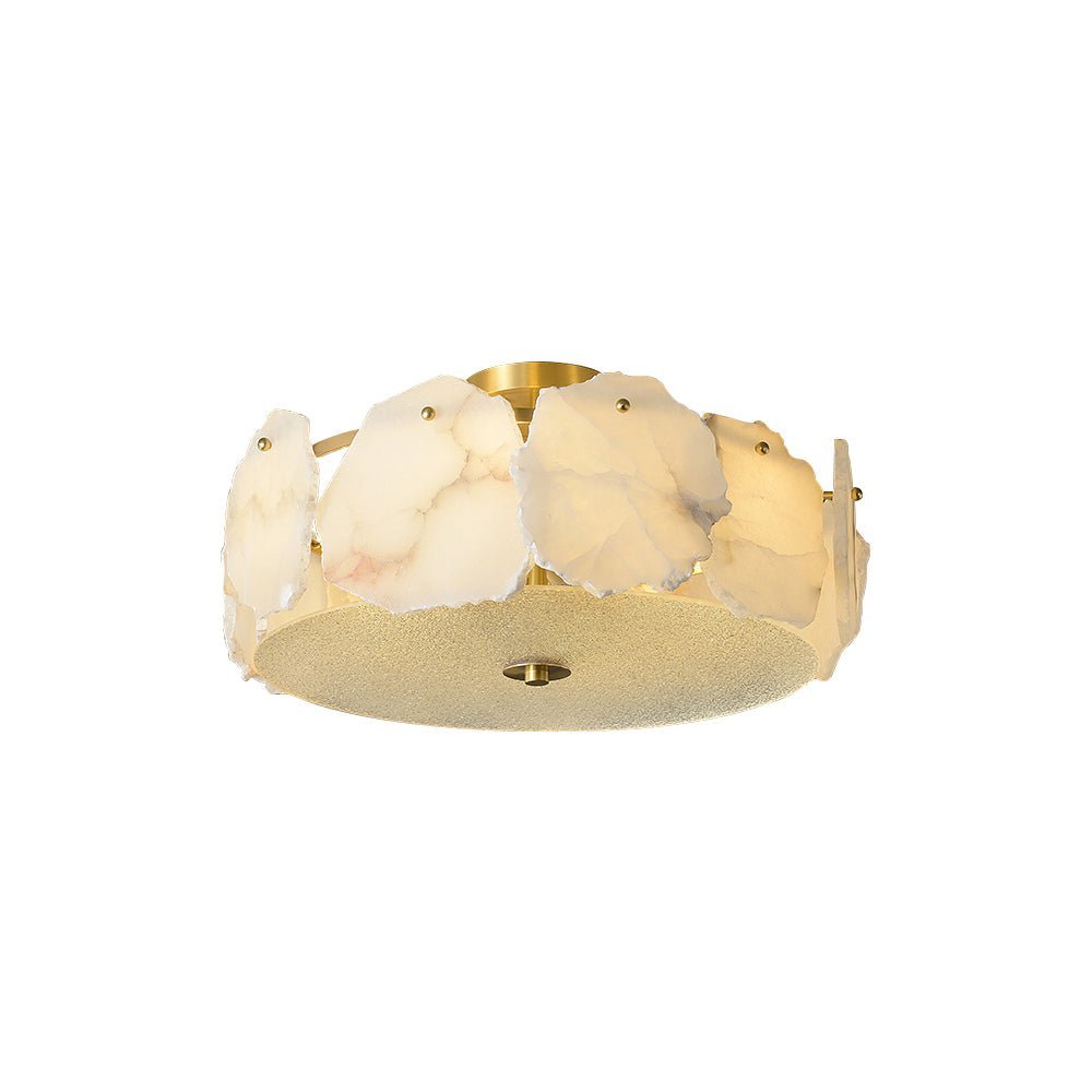Valeria Alabaster Ceiling Lamp - ∅ 17.7″ x H 7.9″Copper & WhiteBlushlighting