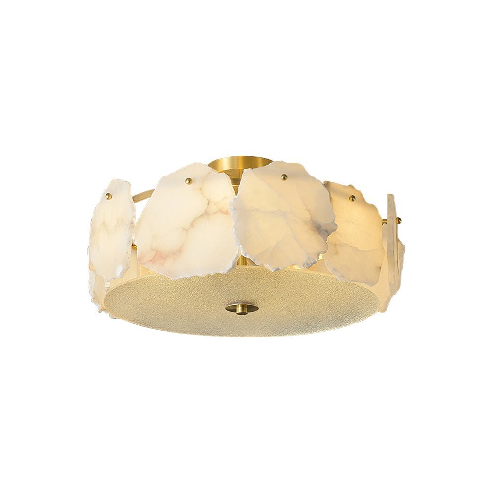 Valeria Alabaster Ceiling Lamp - ∅ 17.7″ x H 7.9″Copper & WhiteBlushlighting