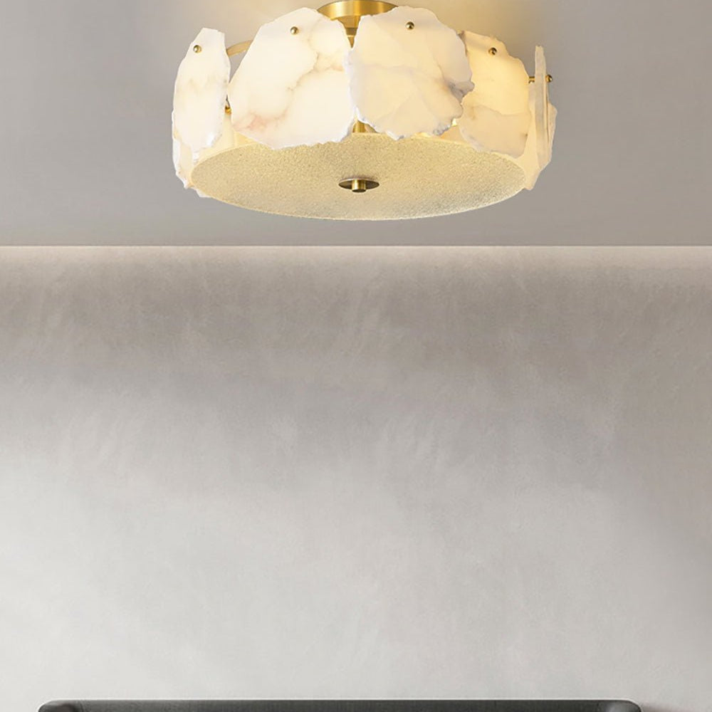 Valeria Alabaster Ceiling Lamp - ∅ 17.7″ x H 7.9″Copper & WhiteBlushlighting