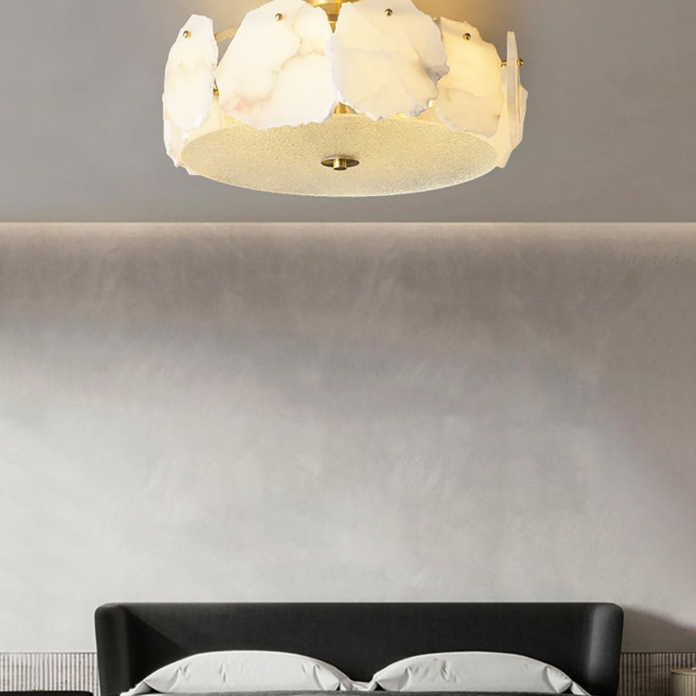 Valeria Alabaster Ceiling Lamp - ∅ 17.7″ x H 7.9″Copper & WhiteBlushlighting