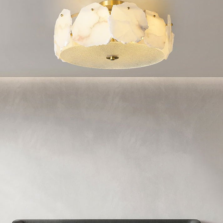 Valeria Alabaster Ceiling Lamp - ∅ 17.7″ x H 7.9″Copper & WhiteBlushlighting