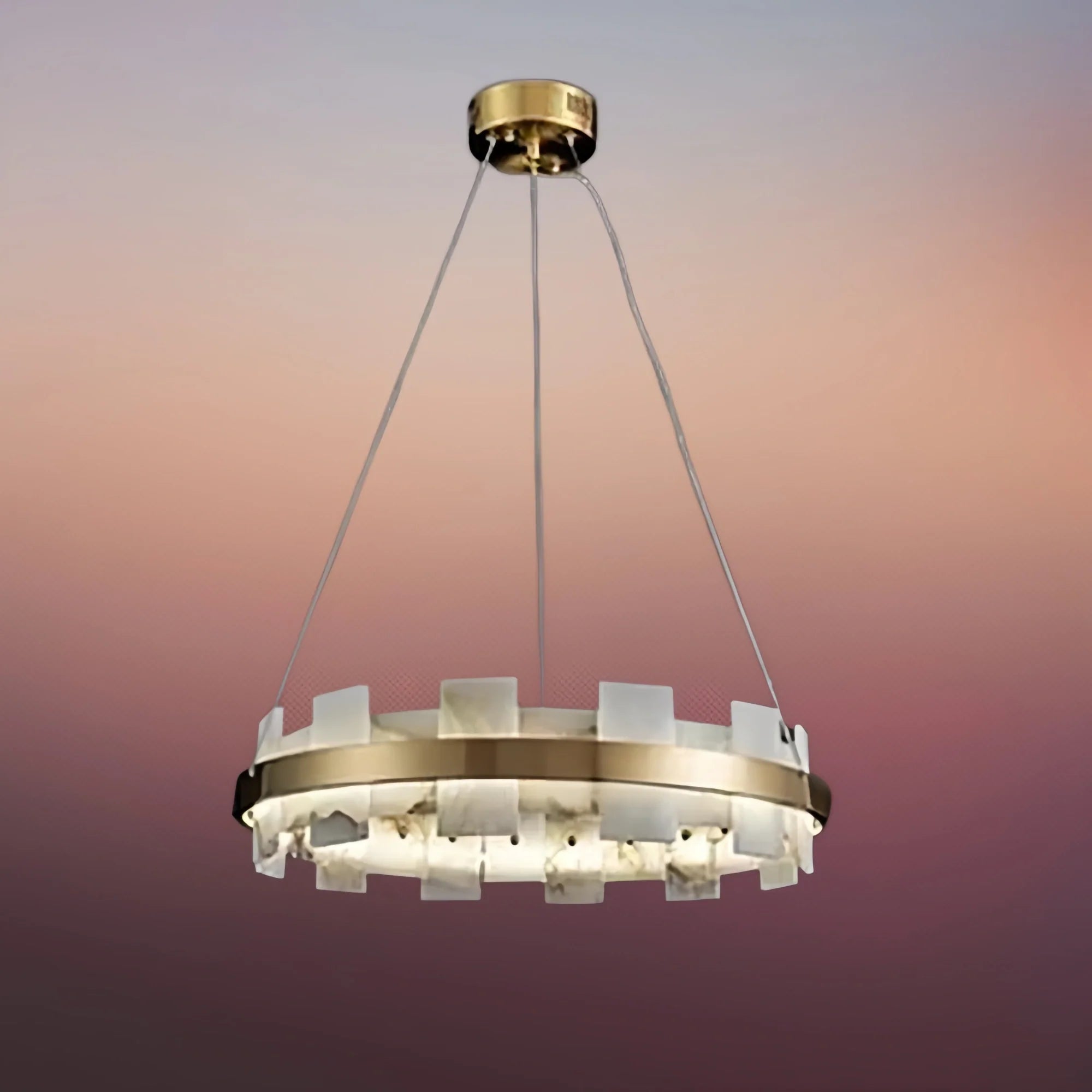 Varnaka Alabaster Chandelier Light-23.6" / 60cm-Blushlighting