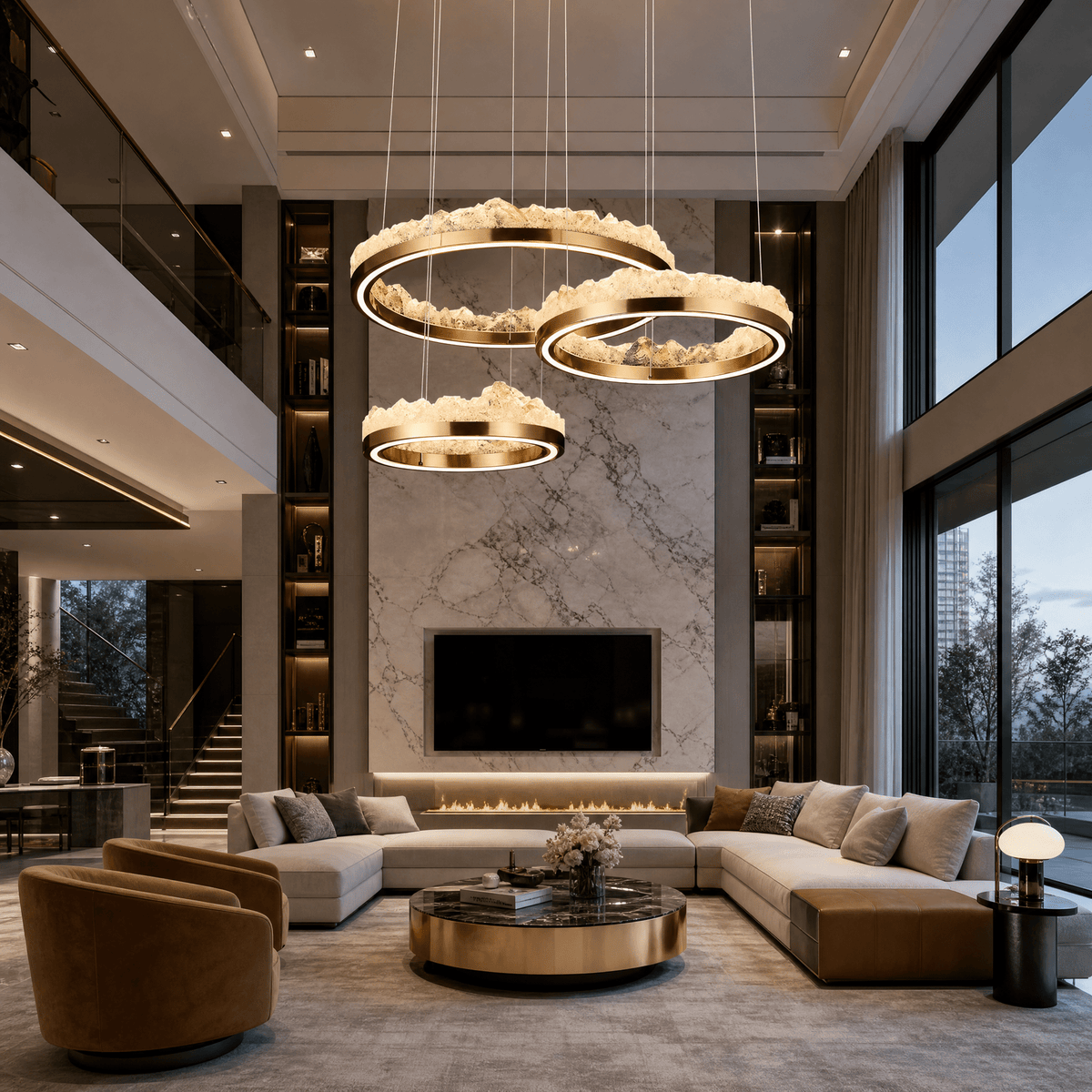 Vast Realm Modern Multi-Tier Cluster Chandelier - Blushlighting