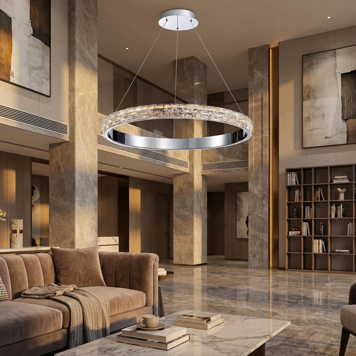 Vega Ring Crystal Chandelier - Ø32.3" × H2.8" (Ø82 × H7 cm)Blushlighting