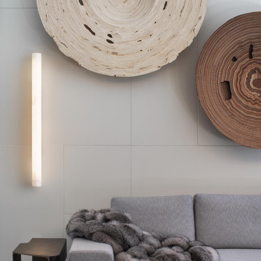 Venus Modern Linear Alabaster Wall Sconce 3'' 4.7'' - 3'' W x 22'' HBrassBlushlighting