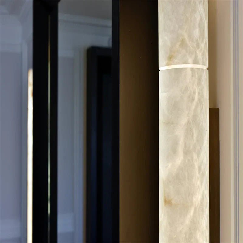 Venus Modern Linear Alabaster Wall Sconce 3'' 4.7'' - 3'' W x 22'' HBrassBlushlighting