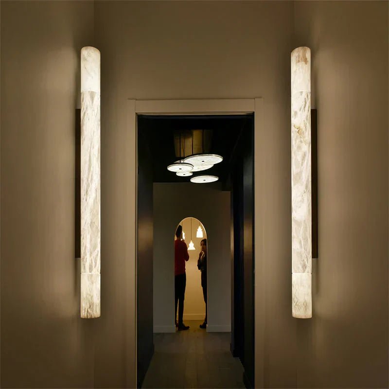 Venus Modern Linear Alabaster Wall Sconce 3'' 4.7'' - 3'' W x 22'' HBrassBlushlighting