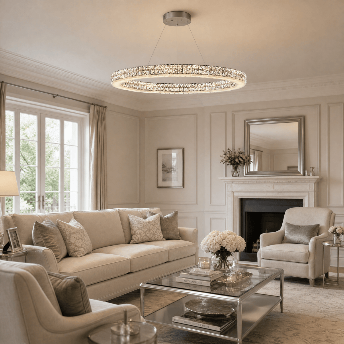 Vera Crystal and Alabaster Chandelier - Ø23.6" × H2.4" (Ø60 × H6 cm)Blushlighting