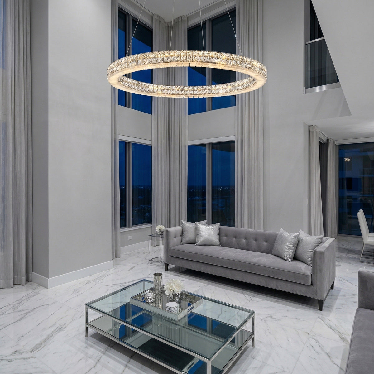 Vera Crystal and Alabaster Chandelier - Ø23.6" × H2.4" (Ø60 × H6 cm)Blushlighting