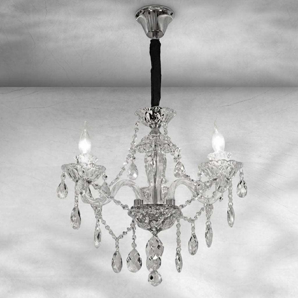 Veridian Grandeur Crystal Chandelier - 3 Lights D20.1"*H17.7"Warm LightBlushlighting