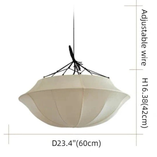 Vintage French Style Cream White Silk Umbrella Chandelier - D19.5''*H13.65''Black EdgeWarm LightBlushlighting