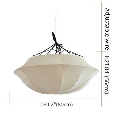 Vintage French Style Cream White Silk Umbrella Chandelier - D19.5''*H13.65''Black EdgeWarm LightBlushlighting