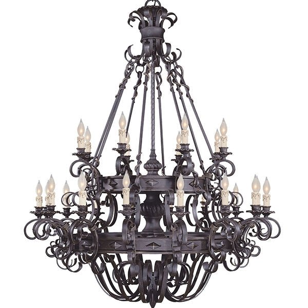 Vintage Iron Simple Candle Art Chandelier for Living Room / Villa / Stairs - 9 Lights: D33.5"*H37.8"Warm LightBlackBlushlighting