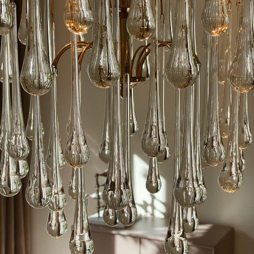 Vintage – Murano chandelier – Teardrop – 68 drops – Clear-Chandelier-Blushlighting-Blushlighting