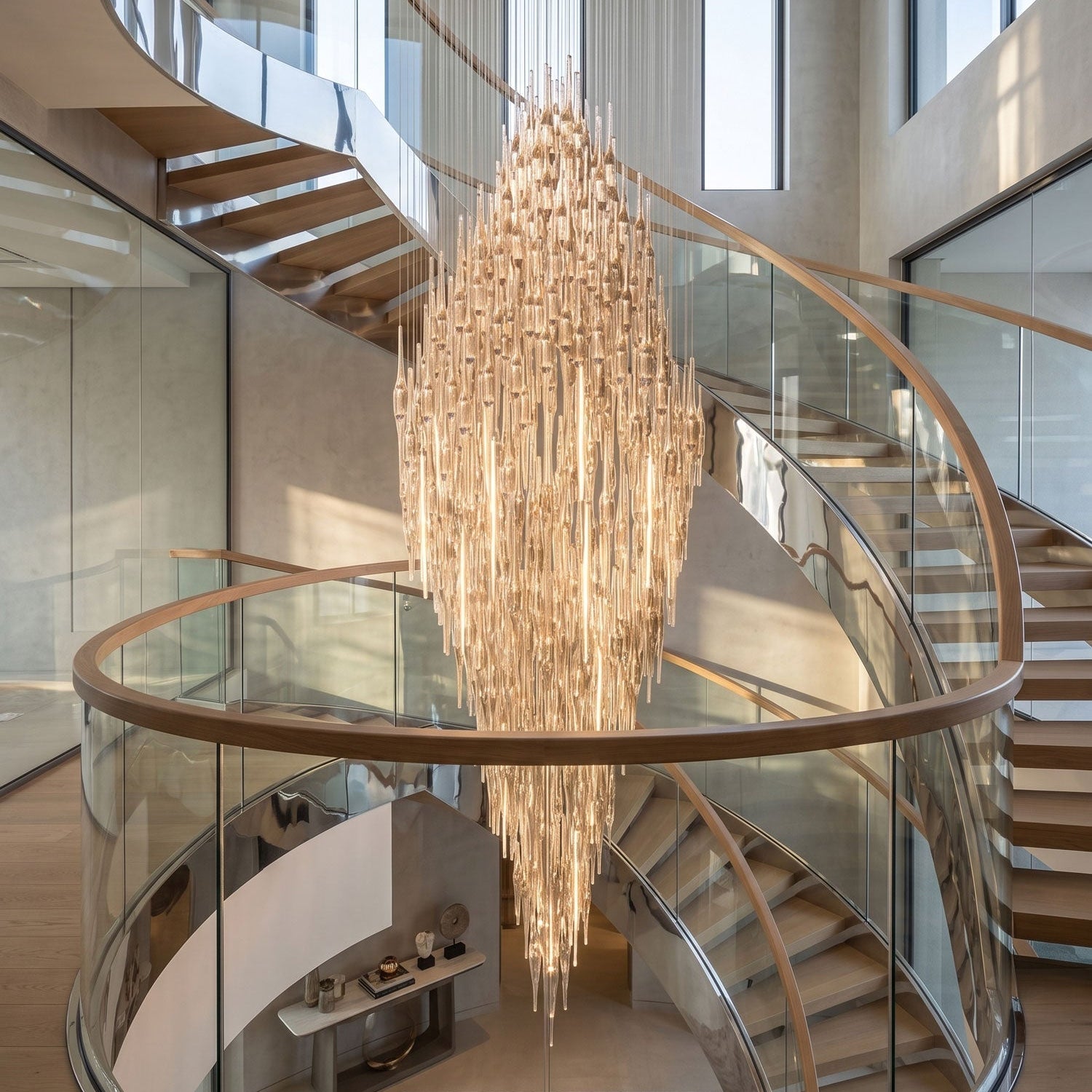 Vitara Glass Drop Chandelier - L 70.9″ × W 27.5″× H 137.8″GoldWarm lightBlushlighting