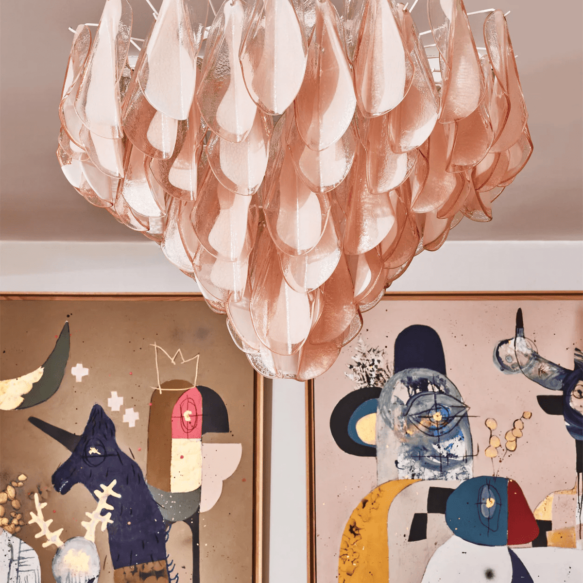 Vivara Glass Chandelier - ∅ 39.4″ x H 27.6″Pink GlassBlushlighting
