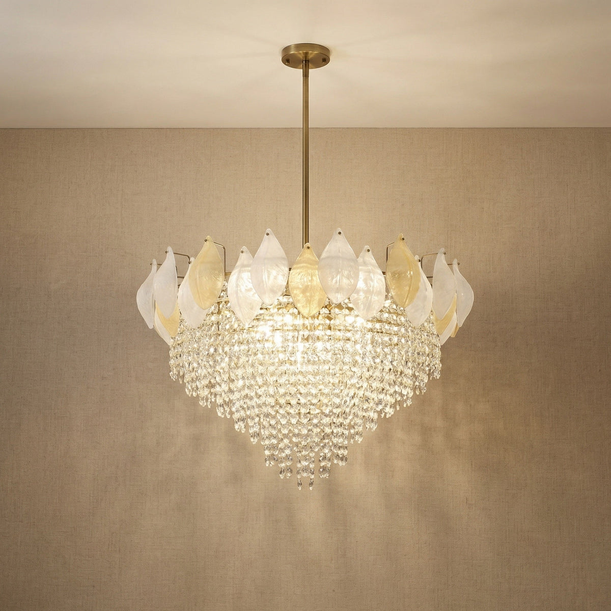 Vivienne Frosted Glass & Crystal Chandelier - 24" Dia (60 cm)Blushlighting