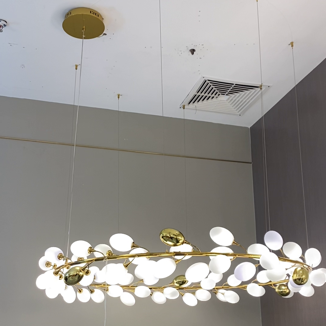 Creative Art Grape Chandelier Pure White Nordic Ring and Linear Design for Living Room or Dining Room-Chandeliers-Blushlighting