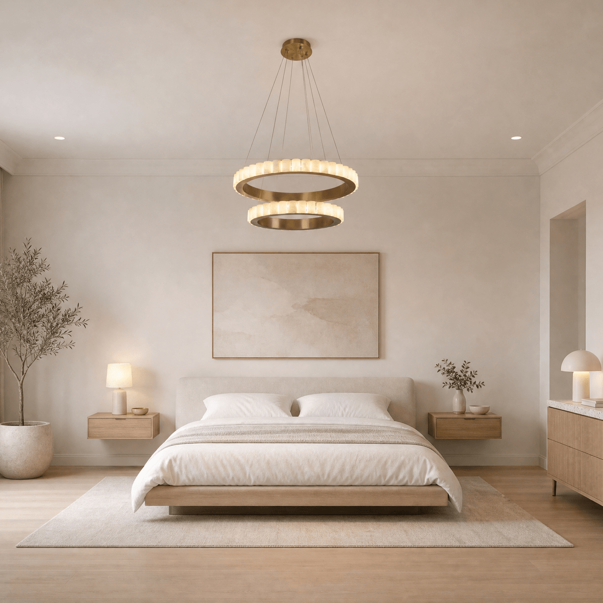 Votelle Alabaster Double Ring Chandelier - D400Blushlighting