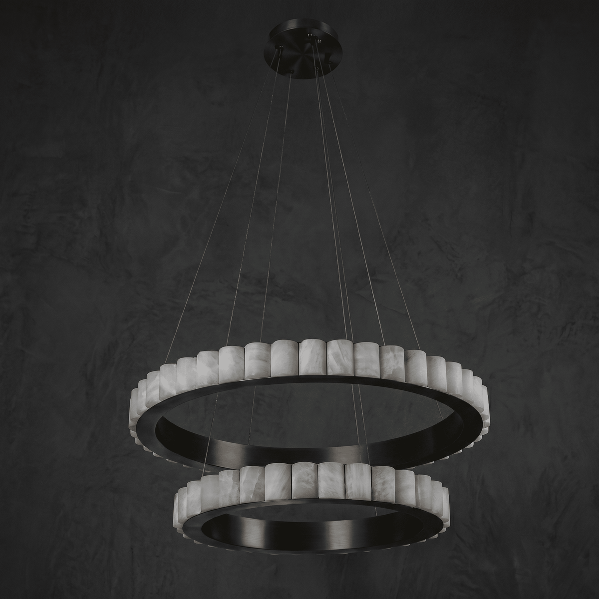Votelle Alabaster Double Ring Chandelier - D400Blushlighting