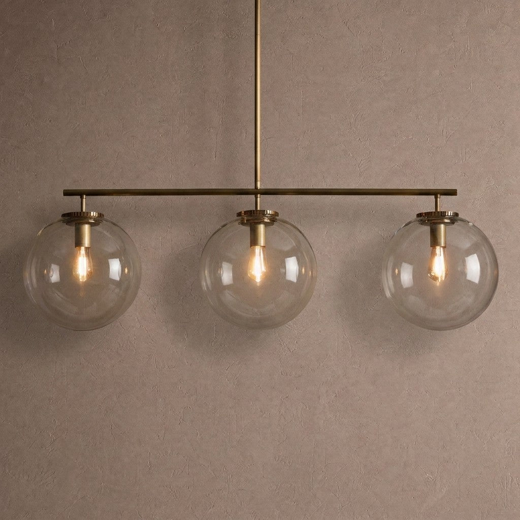 Wescott Linear Globe Chandelier - BrassClearBlushlighting