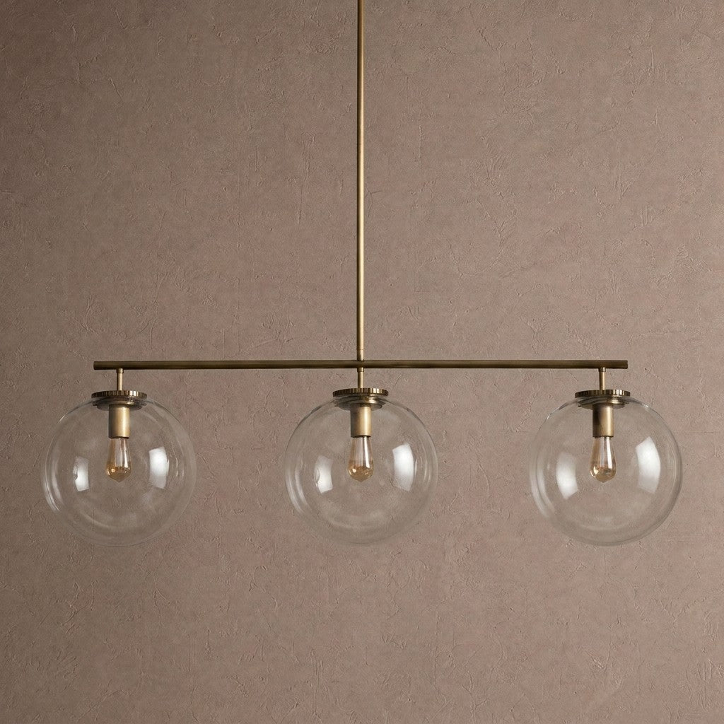 Wescott Linear Globe Chandelier - BrassClearBlushlighting