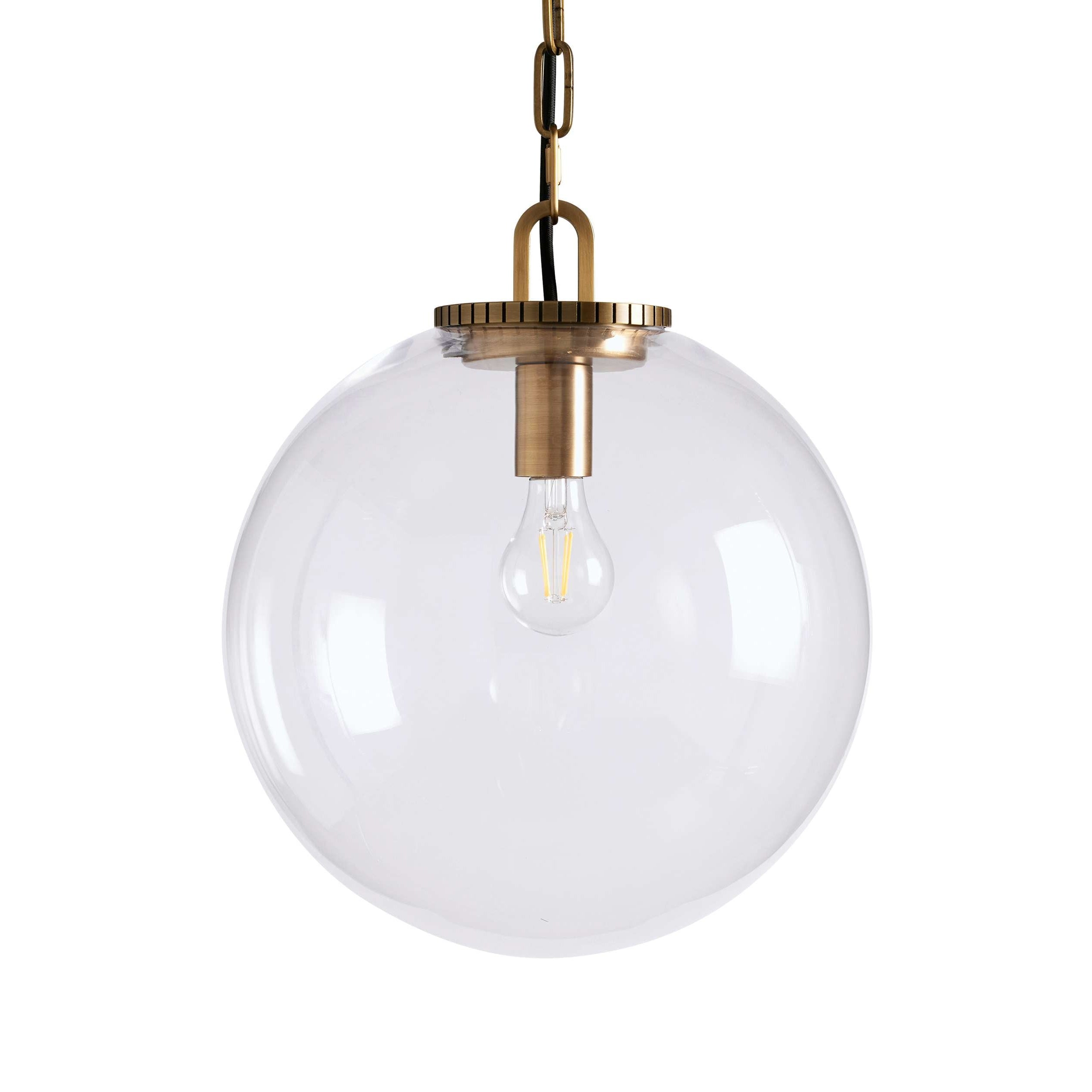 Wescotte Globe Pendant with Chain - BRASSCLEARMEDIUMBlushlighting