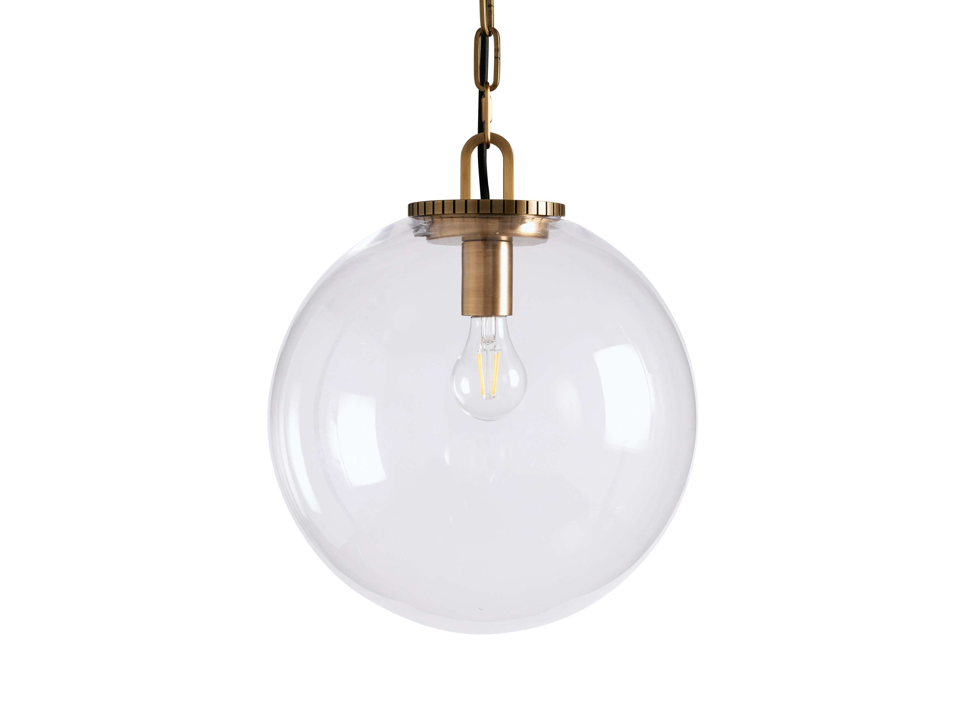 Wescotte Globe Pendant with Chain - BRASSCLEARMEDIUMBlushlighting