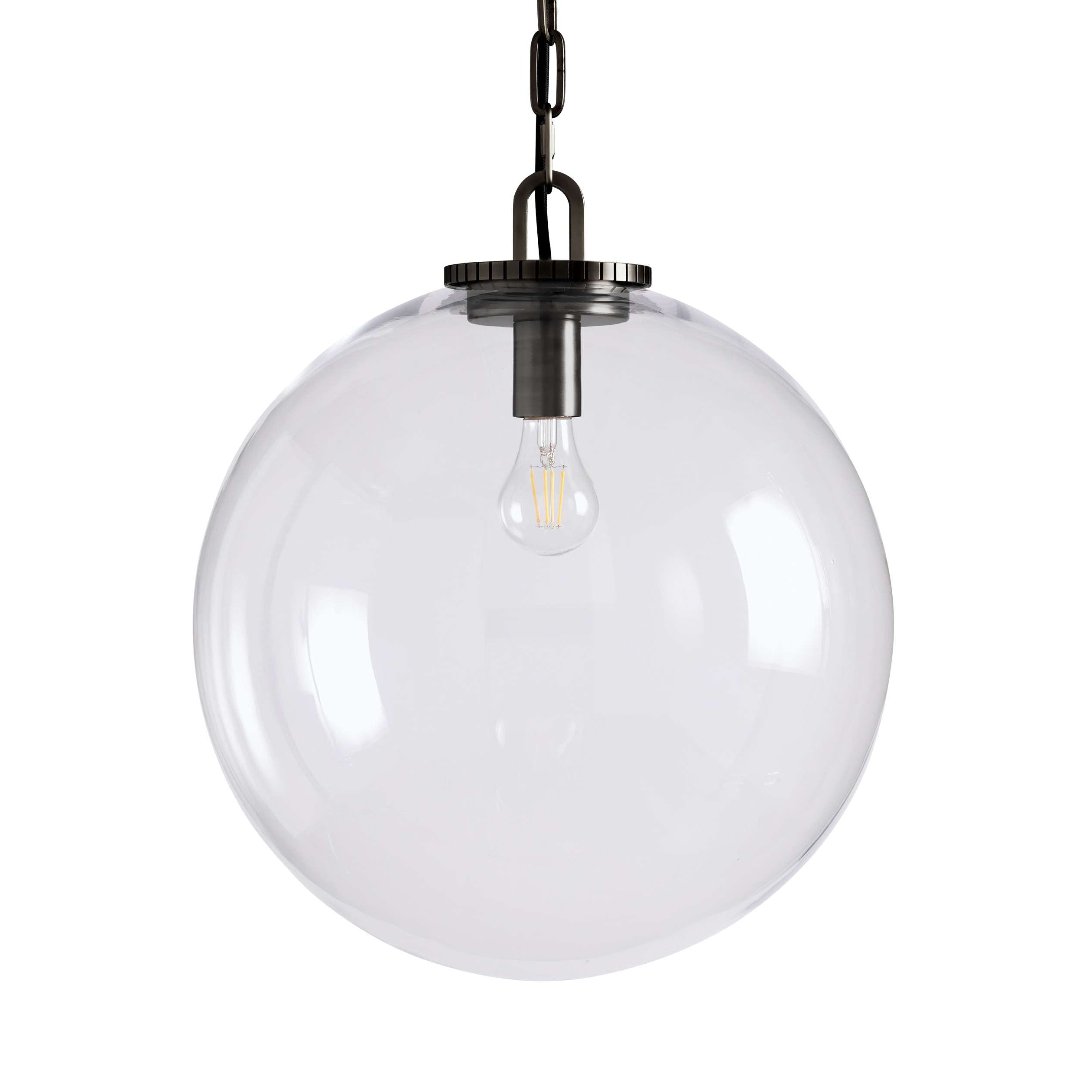 Wescotte Globe Pendant with Chain - BLACKCLEARLARGEBlushlighting