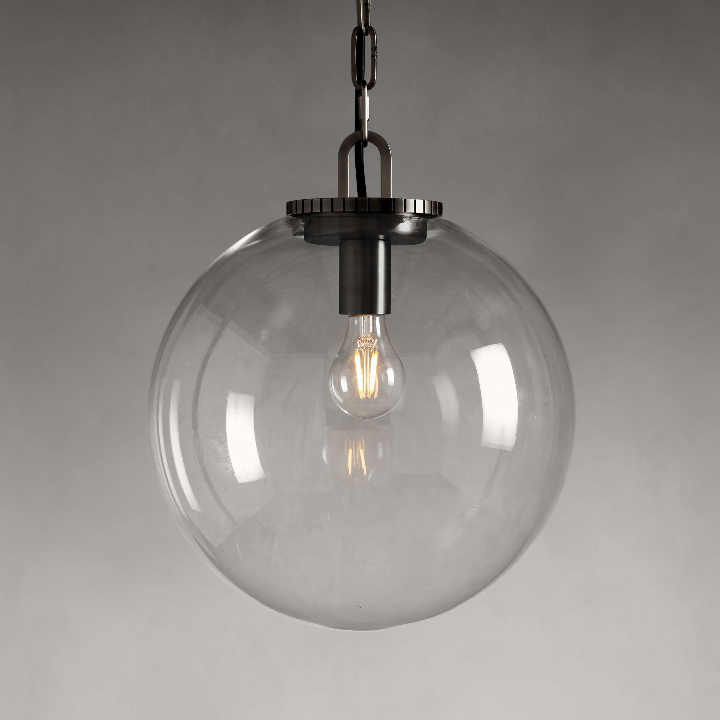 Wescotte Globe Pendant with Chain - BLACKCLEARMEDIUMBlushlighting