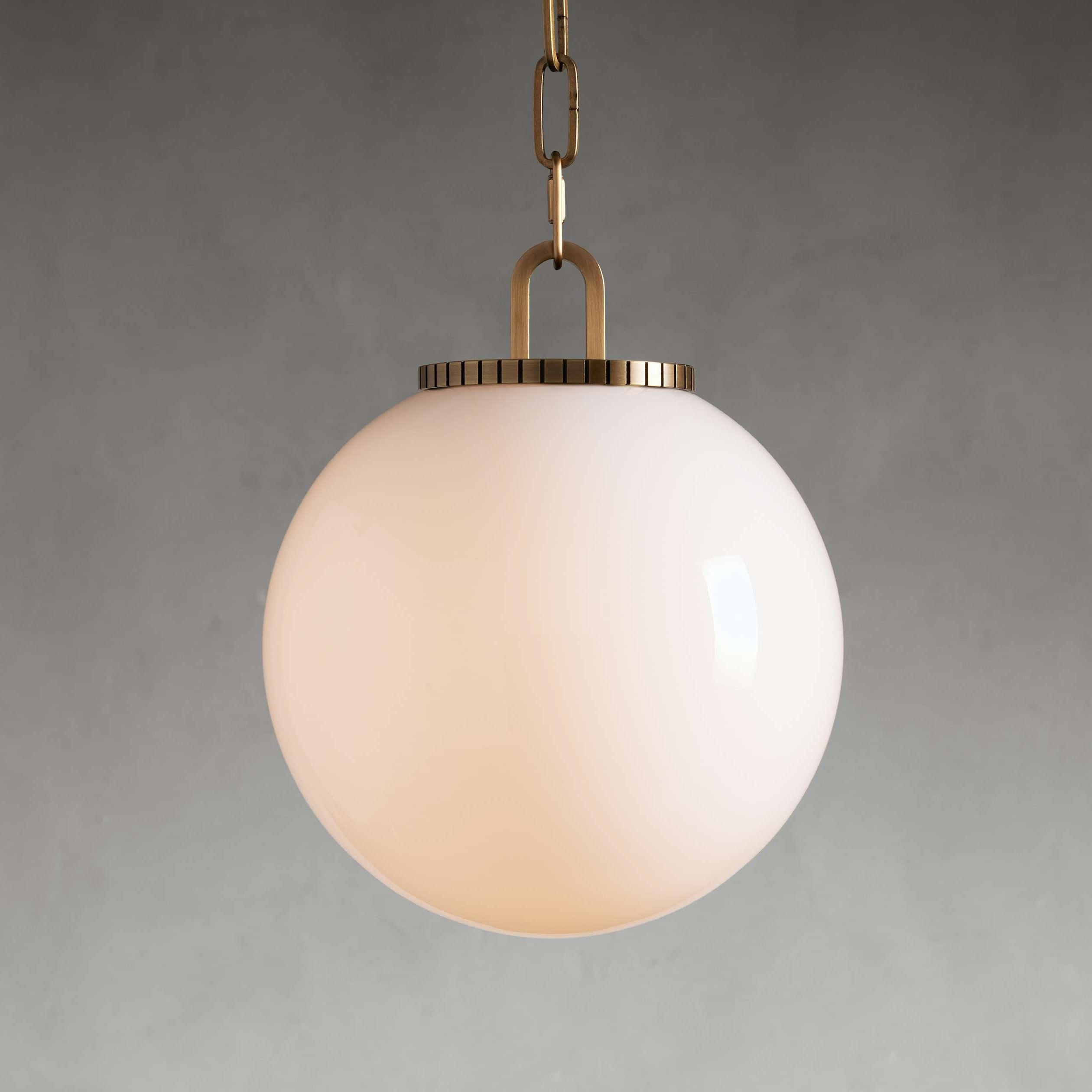 Wescotte Globe Pendant with Chain - BRASSMILKSMALLBlushlighting