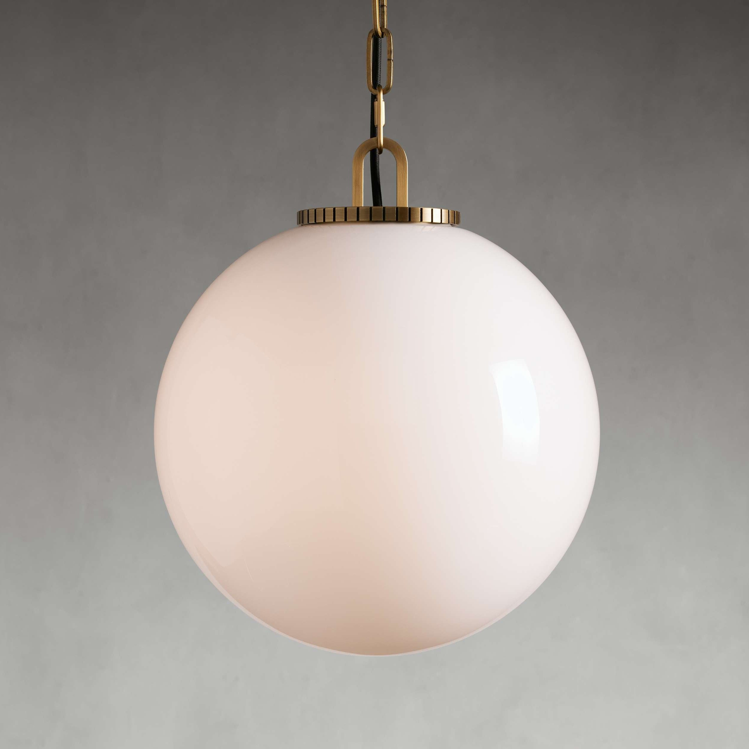 Wescotte Globe Pendant with Chain - BRASSMILKMEDIUMBlushlighting