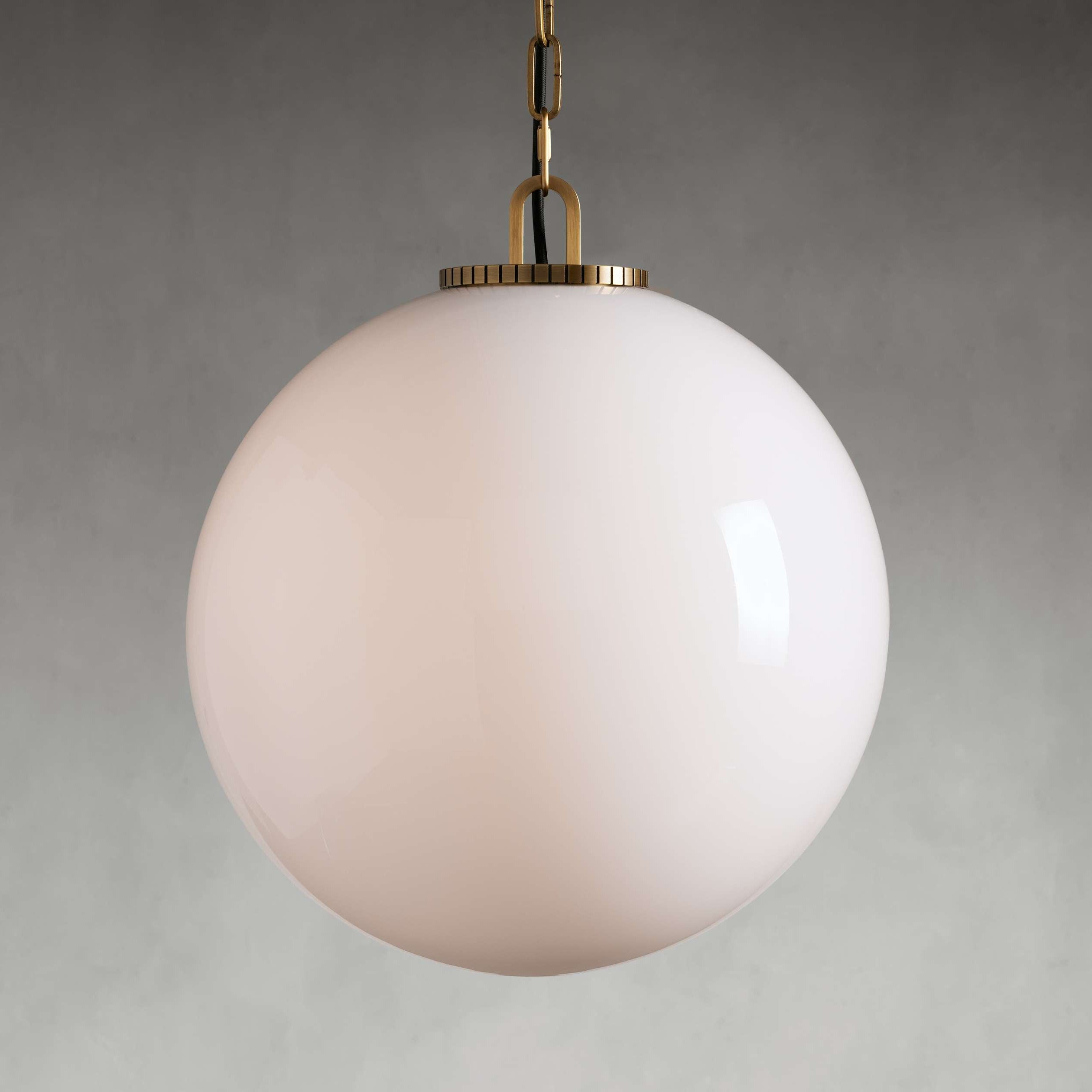 Wescotte Globe Pendant with Chain - BRASSMILKLARGEBlushlighting