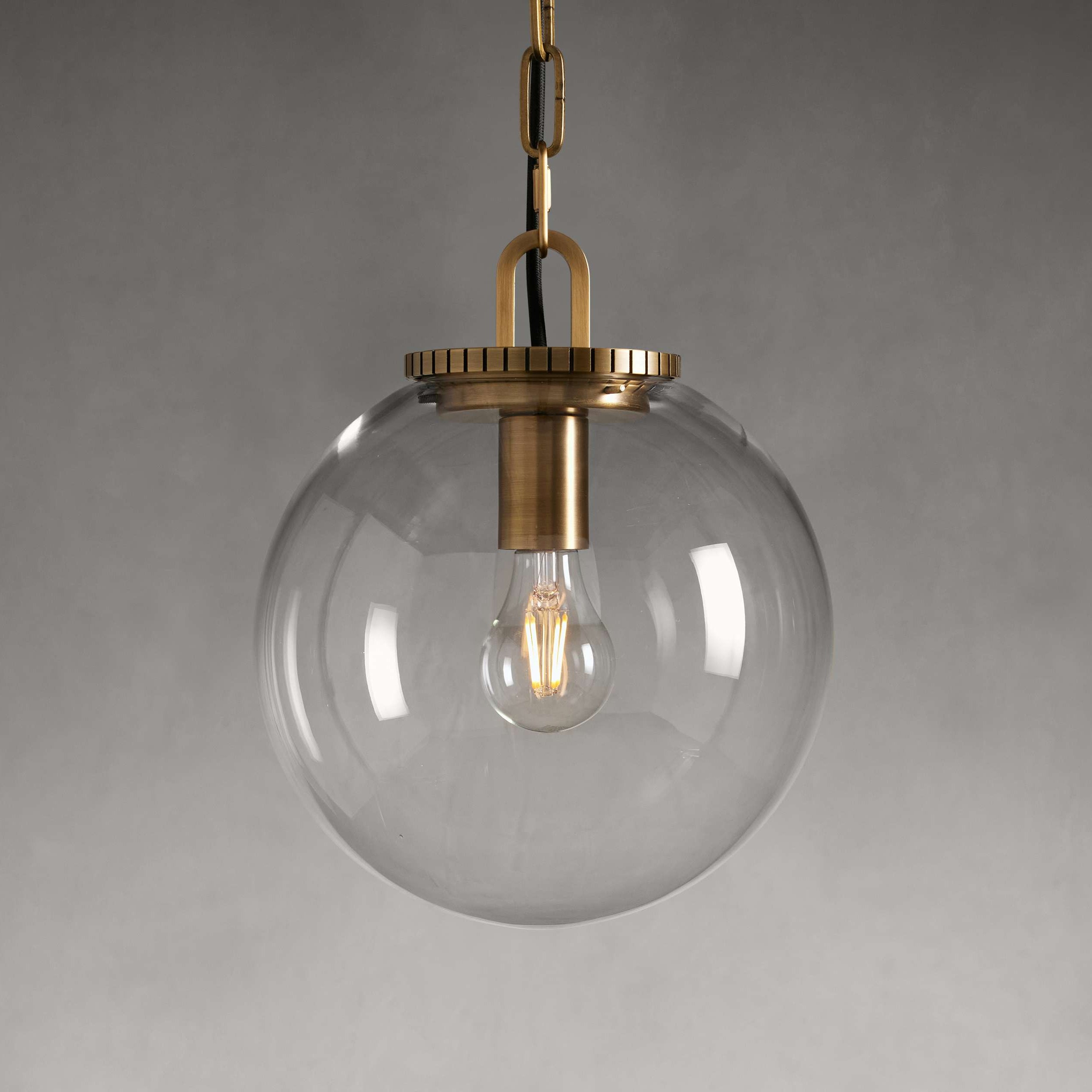 Wescotte Globe Pendant with Chain - BRASSCLEARSMALLBlushlighting